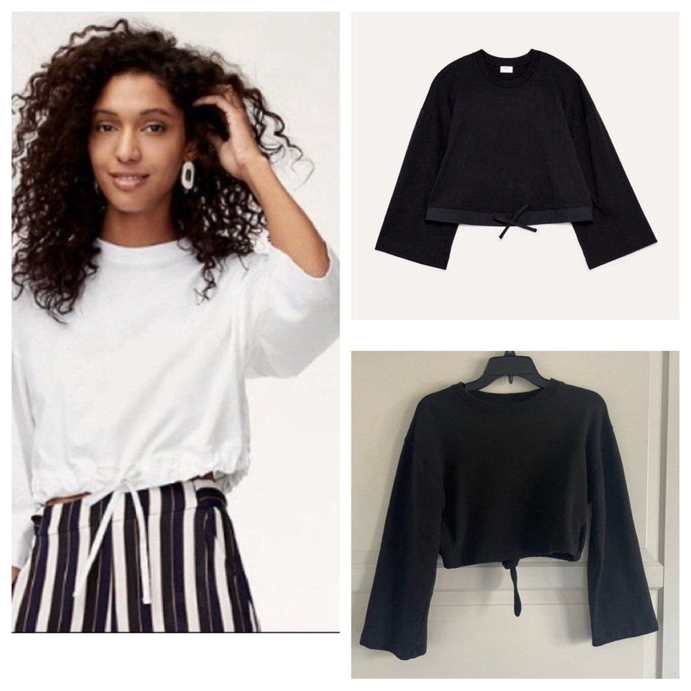 Aritzia Wilfred axel black crop Sweatshirt long sleeves 30761
